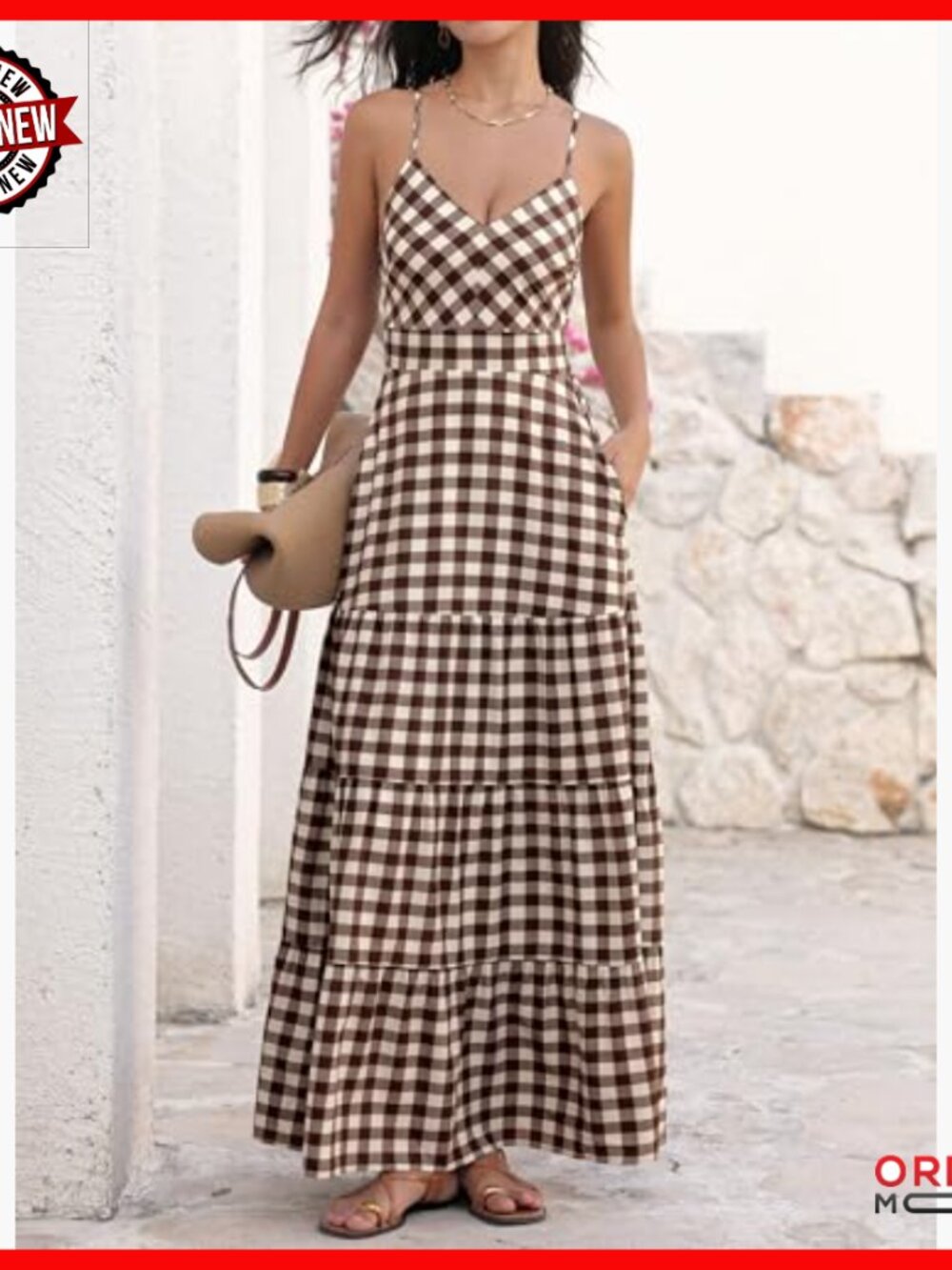 Spaghetti Strap Maxi Dress Back Smocked V Neck A Line Casual Long - Picture 2 of 7